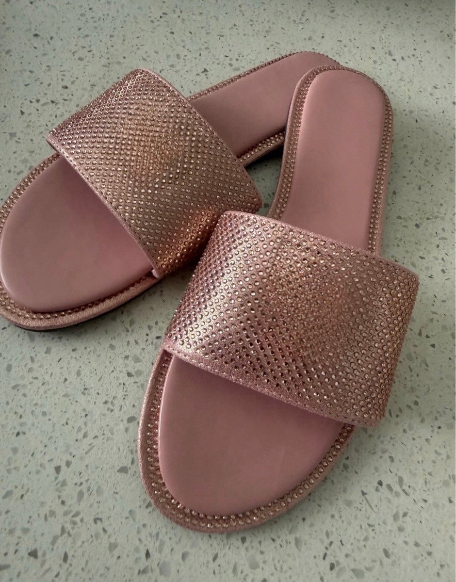 Beaded Gold Logo Sandals