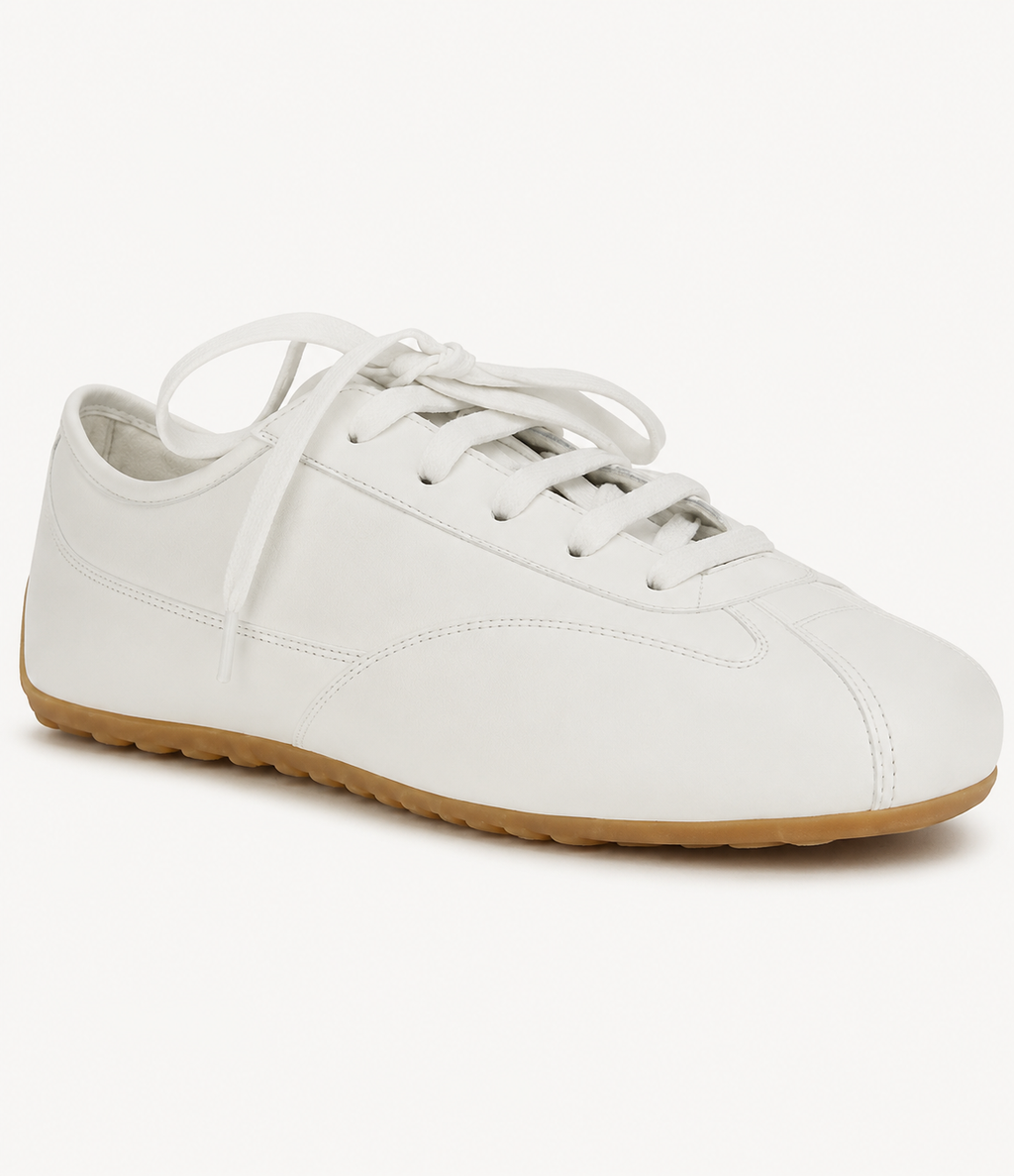 White Leather Low Boxer Shoes