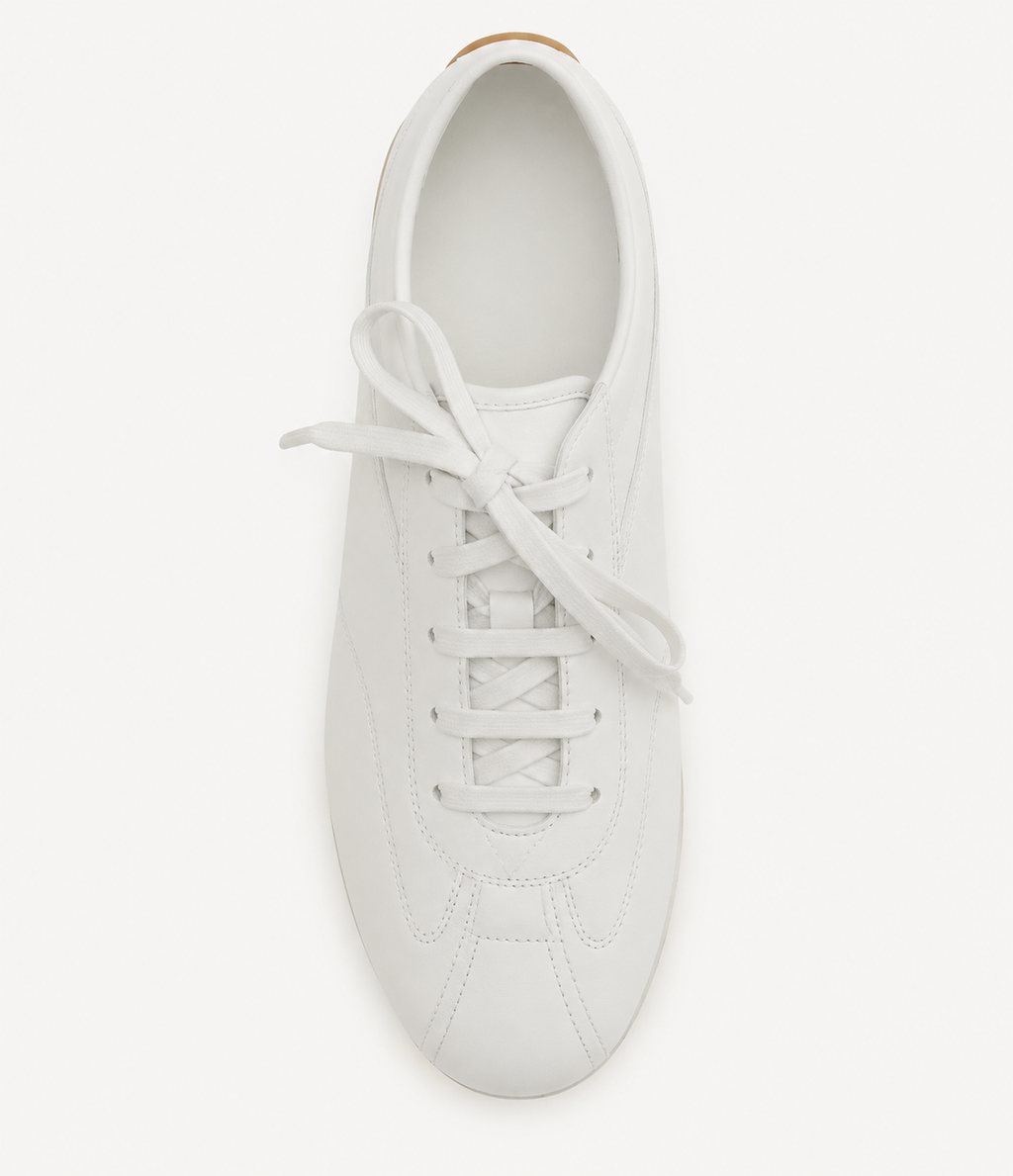 White Leather Low Boxer Shoes